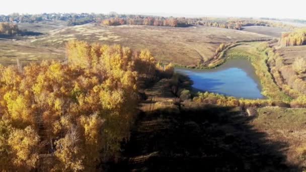 survolant le lac. Paysage d'automne. Russie 