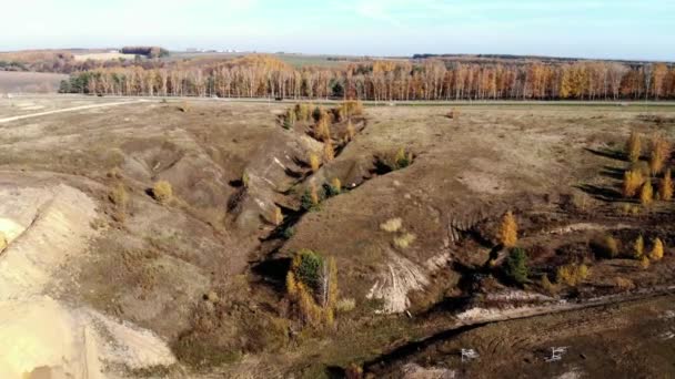 Sobrevolando Una Zona Boscosa Vista Aérea Otoño — Vídeos de Stock