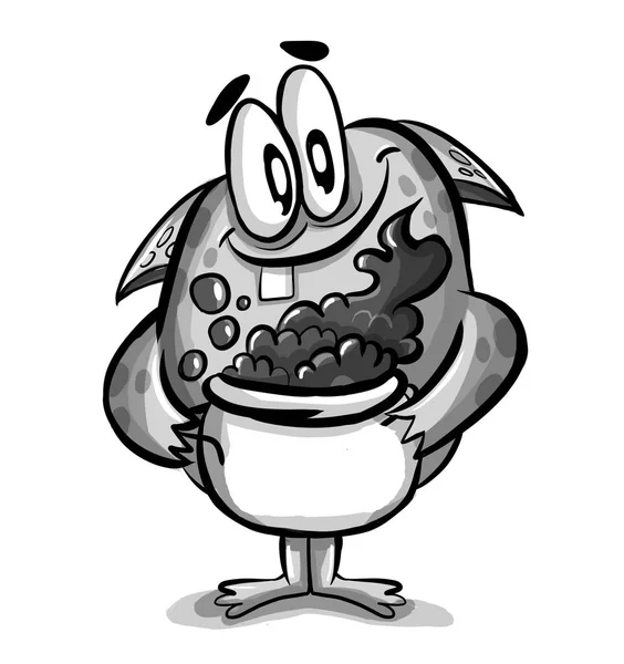 Monster Prepares Potion Fairy Tale Character Black White Illustration — Stock Photo, Image