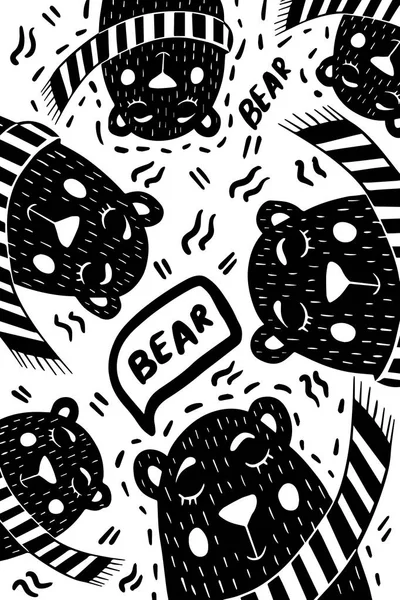 Good Bear Scarf Print Circle Black White Stock Vector
