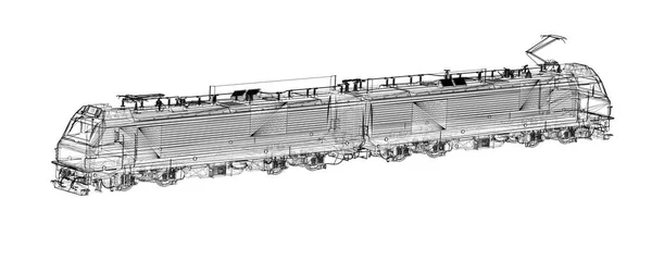 Locomotiva elétrica, trem — Fotografia de Stock