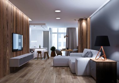 Çatı katı modern iç. Modern daire ev stili