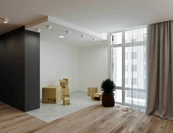 Housevorming. Loft modern interiör. Modern lägenhet hus stil — Stockfoto