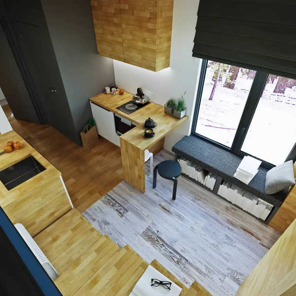 Loft nowoczesne wnętrza. Nowoczesny apartament dom inteligentny styl — Zdjęcie stockowe