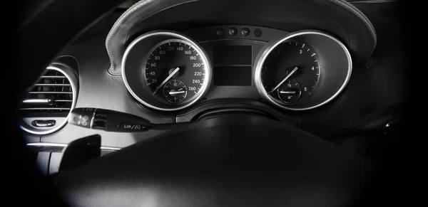 Car Speedometr Black Chrome Soft Light — Stock Photo, Image