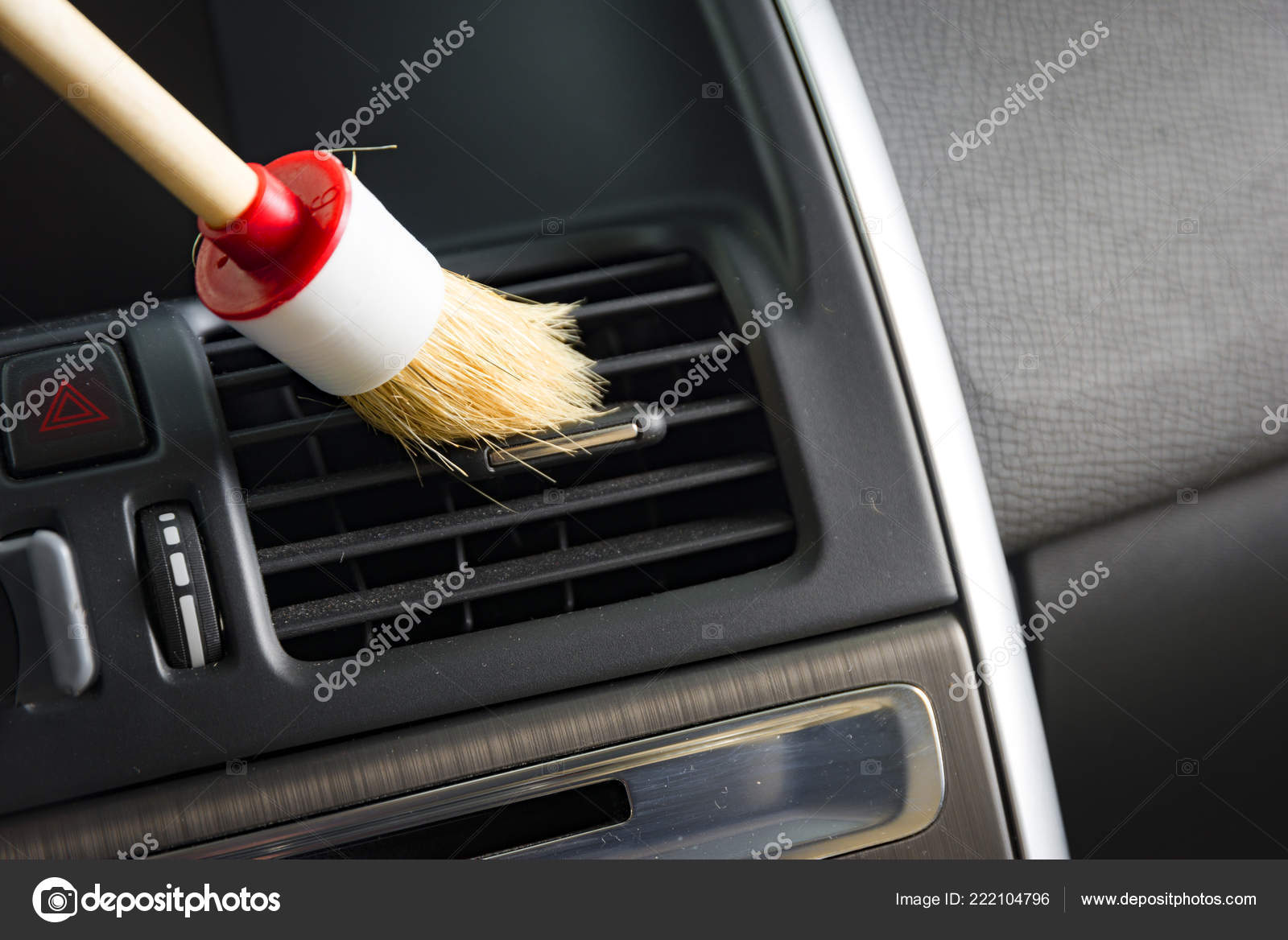 Brush Cleaning Dust Car Interior Details Stock Photo