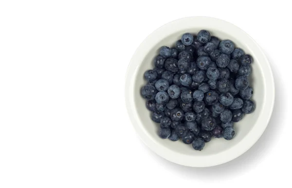Blueberries White Plate Isolated White Including Clipping Path Copy Space — Stock Photo, Image