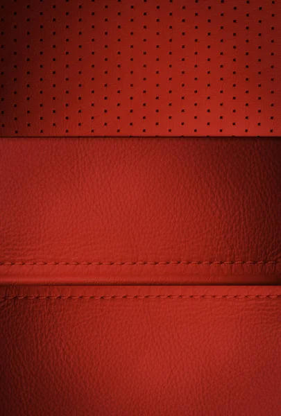 Dark Red Leather Sample Stitching Leather Texture Background — Stock Photo, Image