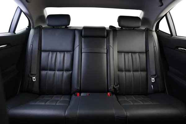 Back Passenger Seats Modern Luxury Car Frontal View Black Perforated — Stock Photo, Image