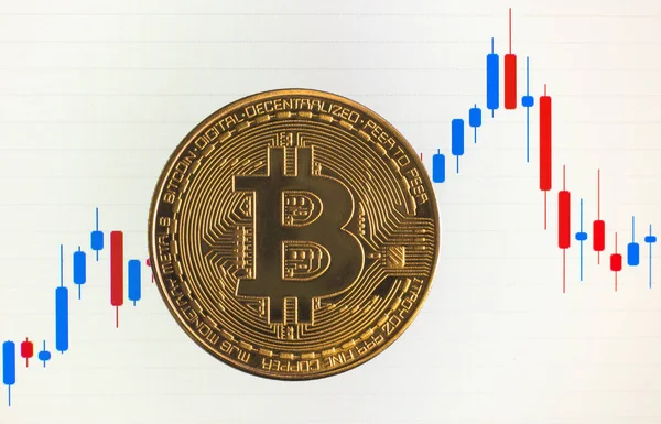 Bitcoin. Madeni para. Dijital para birimi. Kripto para birimi. Bitcoin sembollü altın para, makro yakın çekim stüdyo çekimi