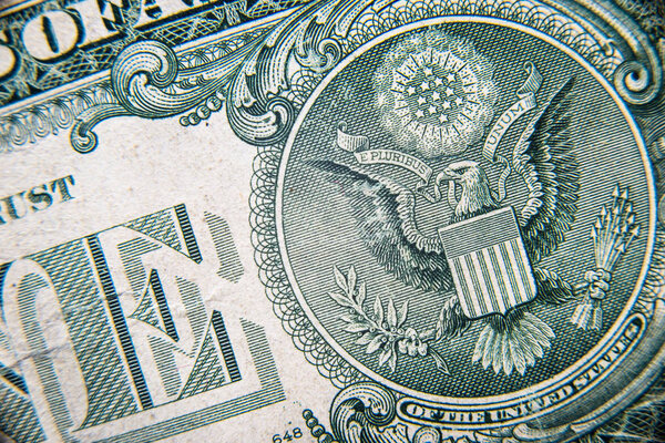 Счет в долларах США, супер макро, крупный план фото

