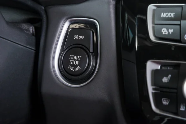 Engine Start Stop Button Modern Car Interior — Stock Photo, Image
