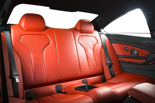 Back Passenger Seats Modern Luxury Car Frontal View Red Perforated — Stock Photo, Image