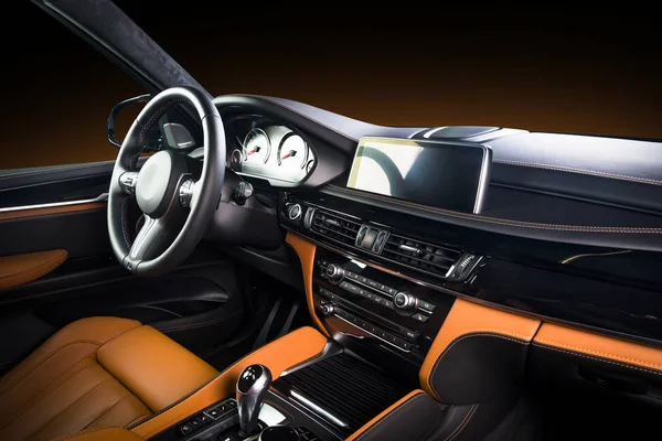 Carro Luxo Moderno Interior Volante Alavanca Mudança Painel Luxo Interior — Fotografia de Stock