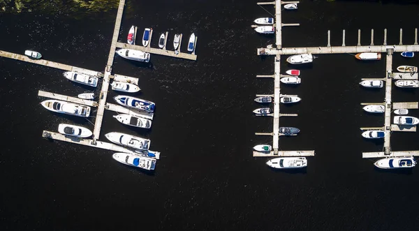 Aerial View Drone Yacht Parking Marina Lot Yacht Sailboat Moored — ストック写真