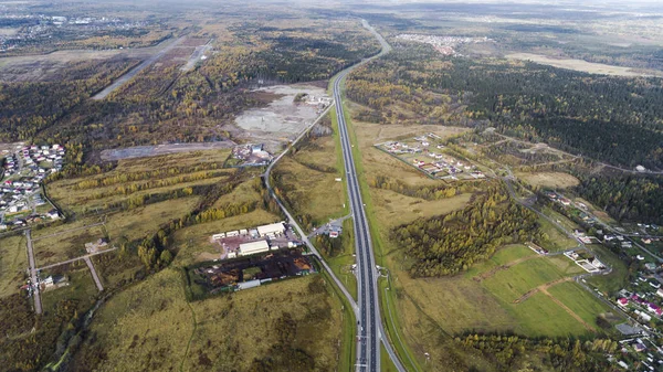 Aerial View Highway Interchange Road Junction Aerial Photo Highway Going — ストック写真