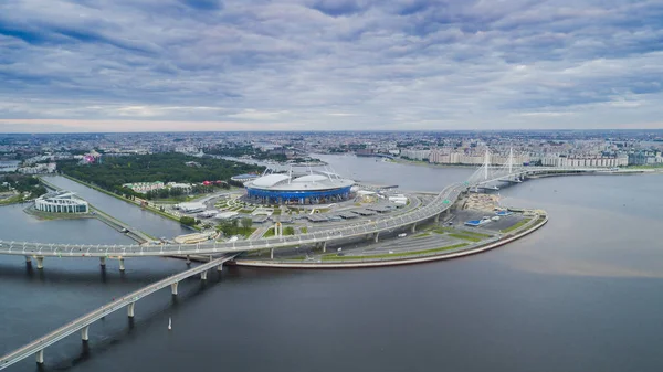 Russland Sankt Petersburg Mai 2018 Luftaufnahme Des Teuersten Stadions Der — Stockfoto
