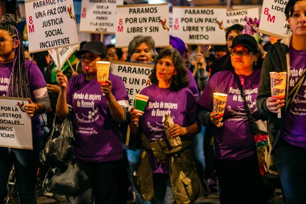 Marcha Del Día Internacional Mujer Bogotá Colombia Marzo 2019 —  Fotos de Stock