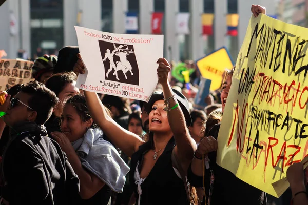 Enero 2017 Strets Bogot Colombia Marcha Contra Las Corridas Toros — Foto de Stock