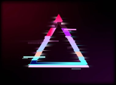 Glitch etkisinde üçgen detayı. synthwave tarzı. Fütüristik. V