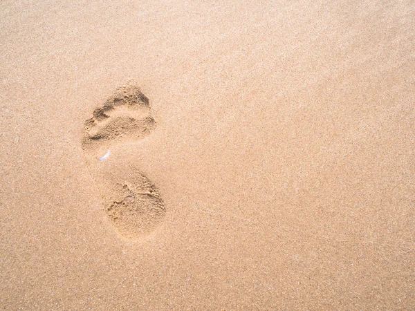 Gros Plan Empreinte Sur Sable Arrière Plan Plage — Photo