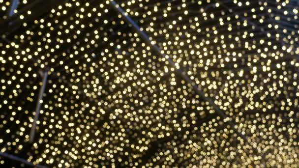 Расплывчатый Желтый Золотой Боке Свет Обезжиренный Фон Текстура Рождества Новогодние — стоковое видео