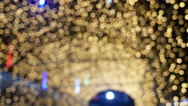 Blurred Yellow Golden Bokeh Light Defocused Background Textured Christmas New — Stock Video