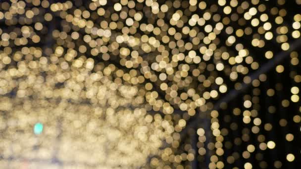 Blurred Yellow Golden Bokeh Light Defocused Background Textured Christmas New — Stock Video