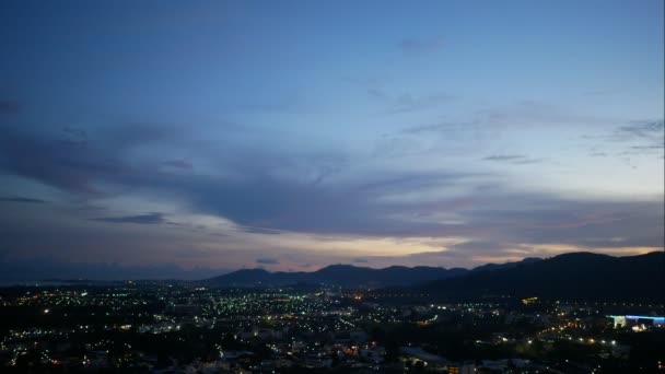 Timelapse Clouds Moving High Silhouette Mountains Evening Twilight Blue Sky — Stock Video