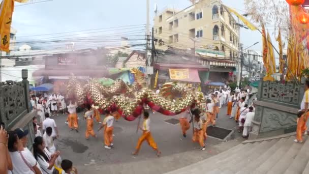 Phuket Tailandia Octubre 2018 Espectáculo Danza Del Dragón Chino Para — Vídeo de stock