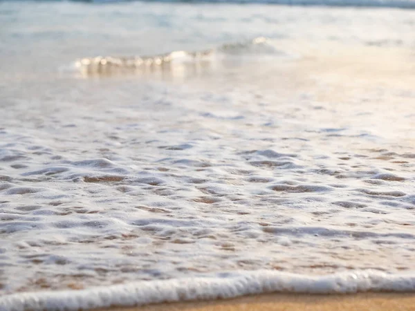 Fechar Areia Com Onda Praia Mar — Fotografia de Stock