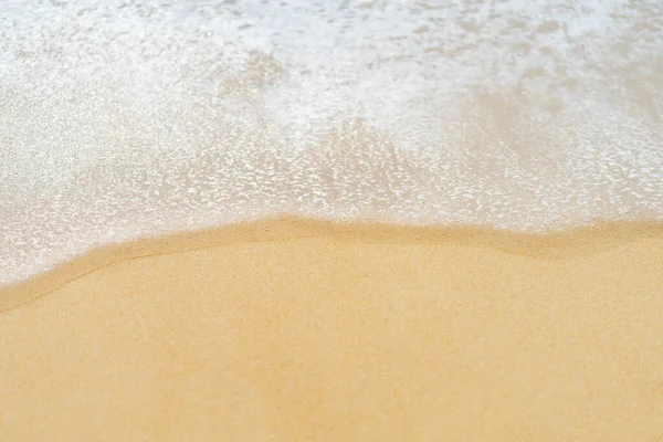 Close Praia Areia Com Fundo Azul Onda Mar — Fotografia de Stock