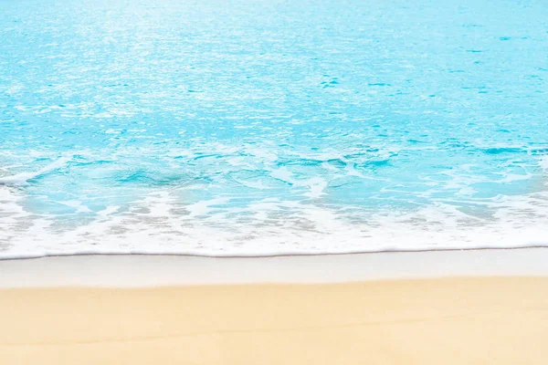 Close Plage Sable Avec Fond Bleu Vague Mer — Photo