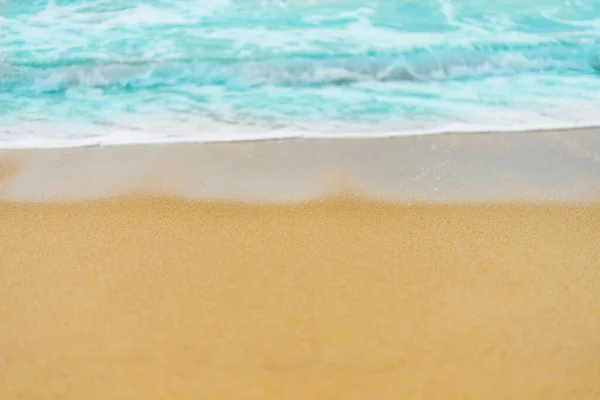 Close Praia Areia Com Fundo Azul Onda Mar — Fotografia de Stock