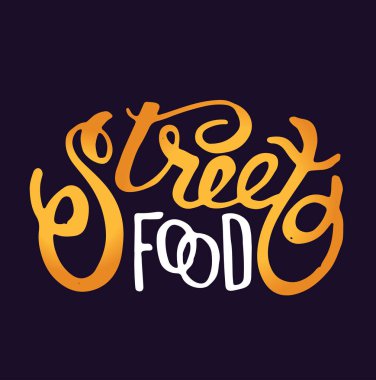 Calligraphyc el çekilmiş poster - sokak gıda, taze meyve suyu