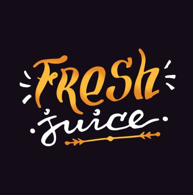 Calligraphyc el çekilmiş poster - sokak gıda, taze meyve suyu