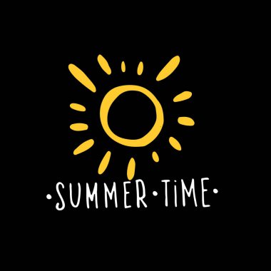 Çizilmiş doodle yazı yaz saati - el