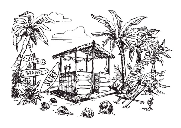 Elle çizilmiş doodle plaj afiş