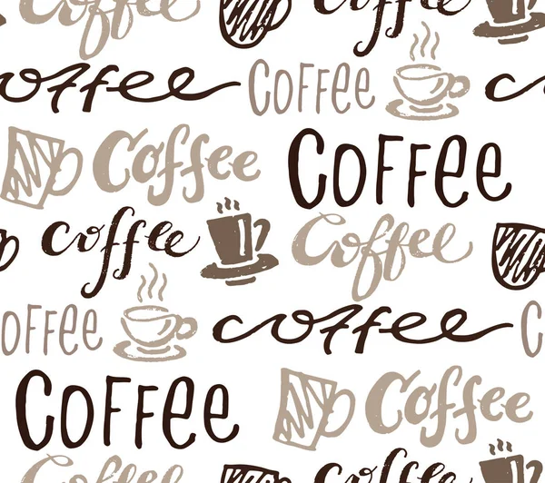 Kahve Saati Elle Çizilmiş Doodle Pettern Kahve Arka Plan — Stok Vektör
