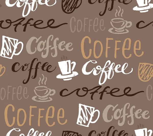 Kaffe Tid Handritad Doodle Pettern Coffe Bakgrund — Stock vektor