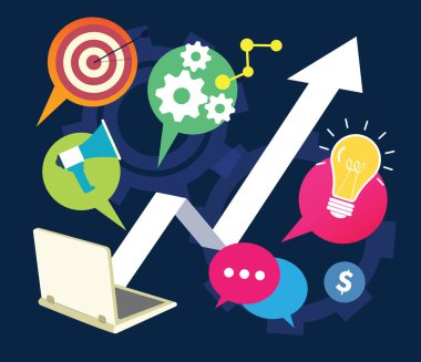 Pazarlama düz tasarım - iş kümesi