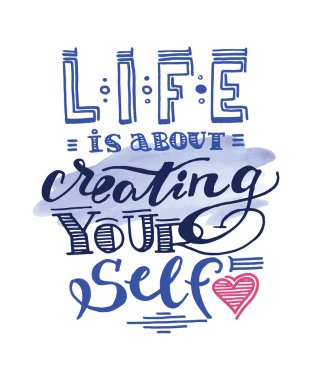 Hayattır kendini - el çizilmiş doodle yazı poster oluşturma hakkında