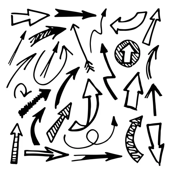 Hand Drawn Doodle Arrow Vector Set — Stock Vector