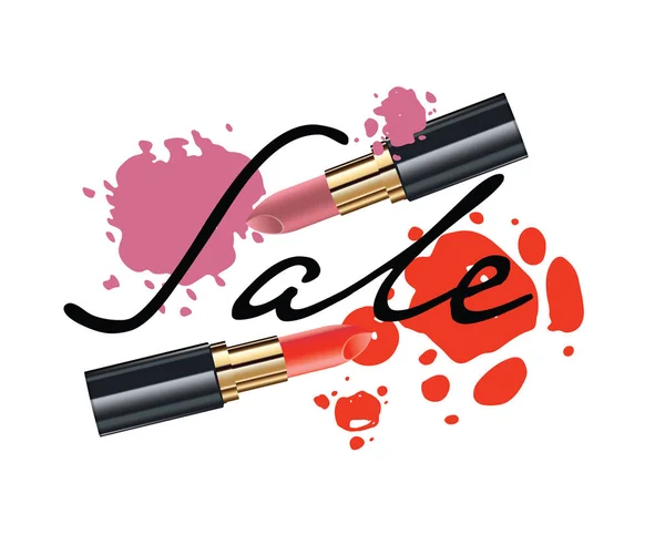 Farbe Spritzt Mode Lippenstift Verkauf Banner — Stockvektor