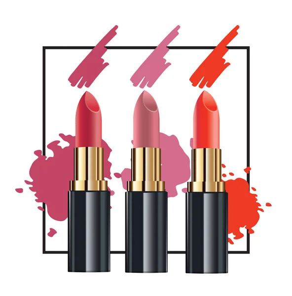 Farbe Spritzt Mode Lippenstift Verkauf Banner — Stockvektor