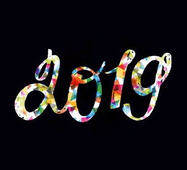 Mutlu yeni 2019 yılı - el çekilmiş poster yazı