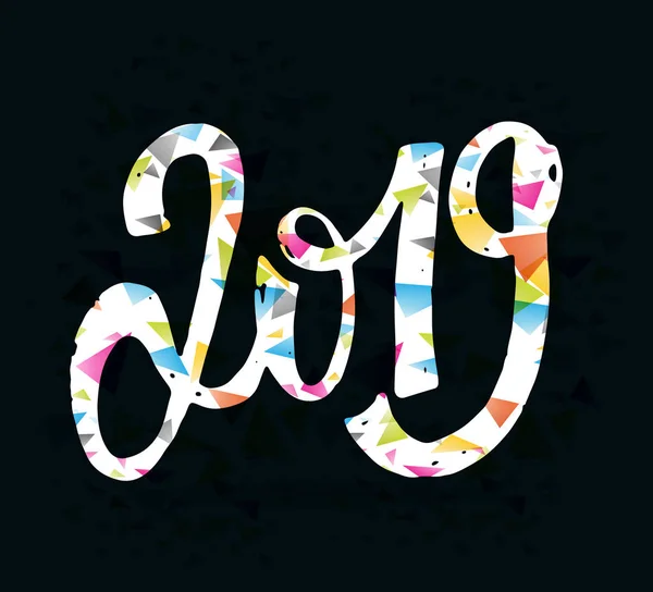 Bonne Année 2019 Affiche Dessinée Main — Image vectorielle