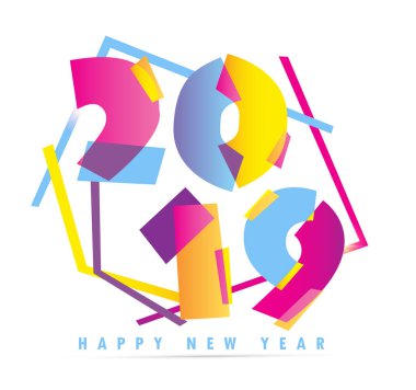 Mutlu yeni yıl 2019 - Başlık şablon çerçevesi