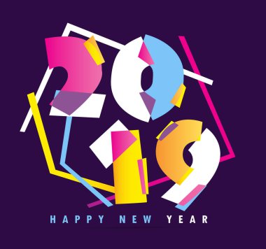 Mutlu yeni yıl 2019 - Başlık şablon çerçevesi