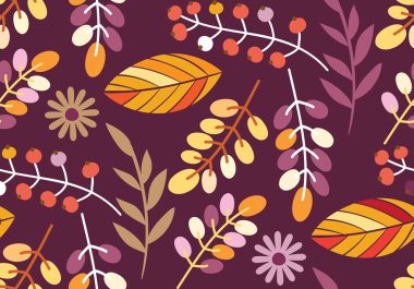 Desen arka plan düz tasarım - sonbahar yaprakları renk